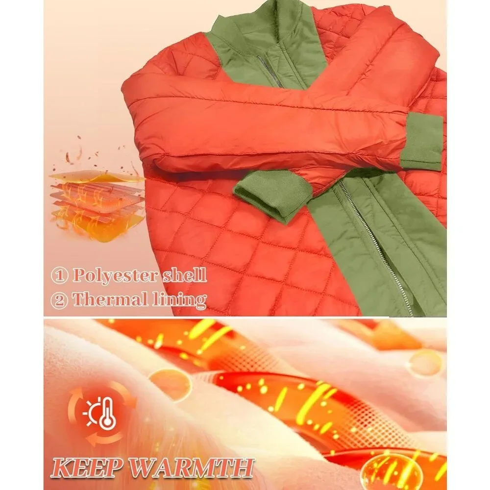 Men's Bomber Jacket Casual Green Winter Warm Coats Zipper Pocket Design Outwear